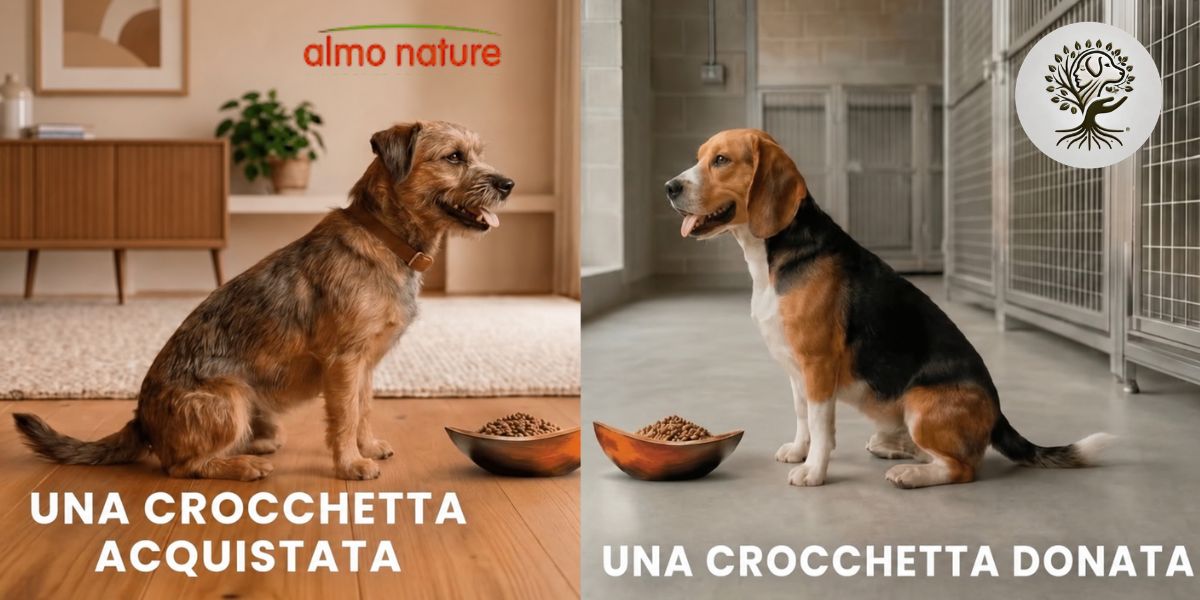 Cibo per cani donato tramite la nuova iniziativa solidale di Almo Nature.